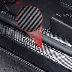 Carbon Fiber Door Sill Scuff Plates for 2025 Tesla Model Y Juniper | 8-Piece - 8-Piece Set - Tesla Interior