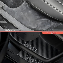 Carbon Fiber Door Sill Scuff Plates for 2025 Tesla Model Y Juniper | 8-Piece - 8-Piece Set - Tesla Interior