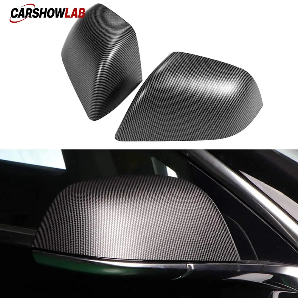 Carbon Fiber Pattern Mirror Caps for Tesla Model 3 | ABS Side Mirror Housing - Tesla Exterior Accessories > Exterior
