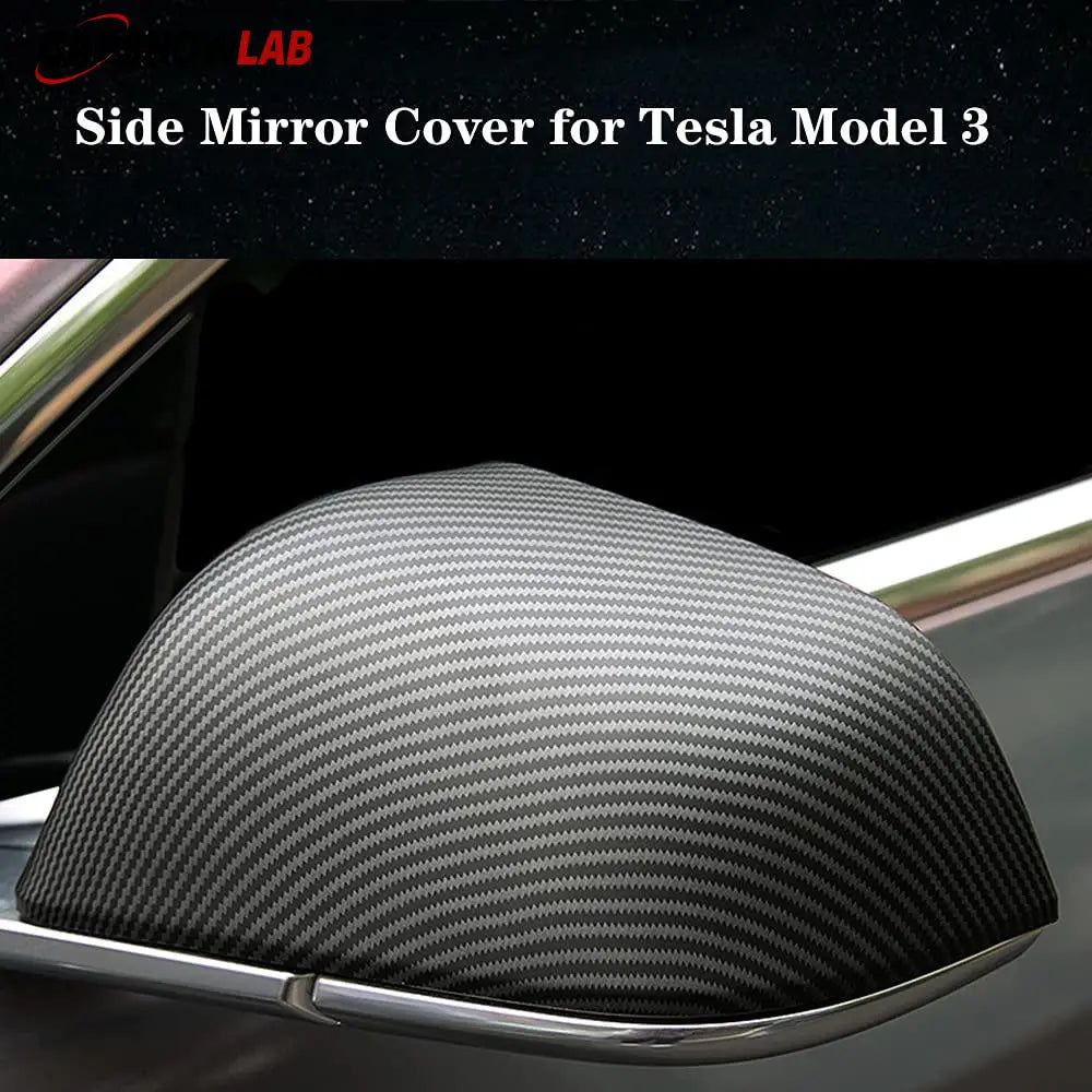 Carbon Fiber Pattern Mirror Caps for Tesla Model 3 | ABS Side Mirror Housing - Tesla Exterior Accessories > Exterior