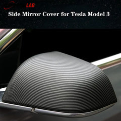 Carbon Fiber Pattern Mirror Caps for Tesla Model 3 | ABS Side Mirror Housing - Tesla Exterior Accessories > Exterior