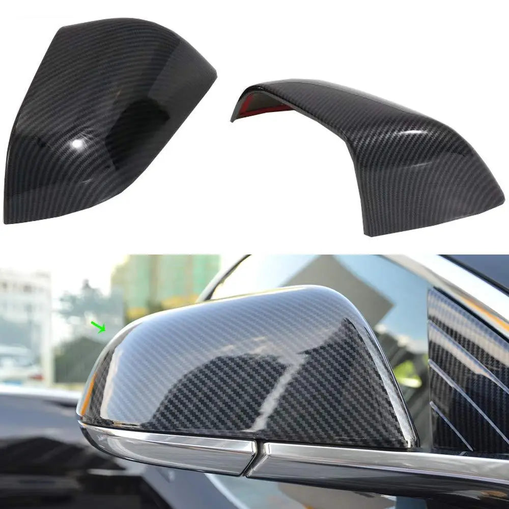 Carbon Fiber Pattern Mirror Caps for Tesla Model 3 | ABS Side Mirror Housing - Tesla Exterior Accessories > Exterior