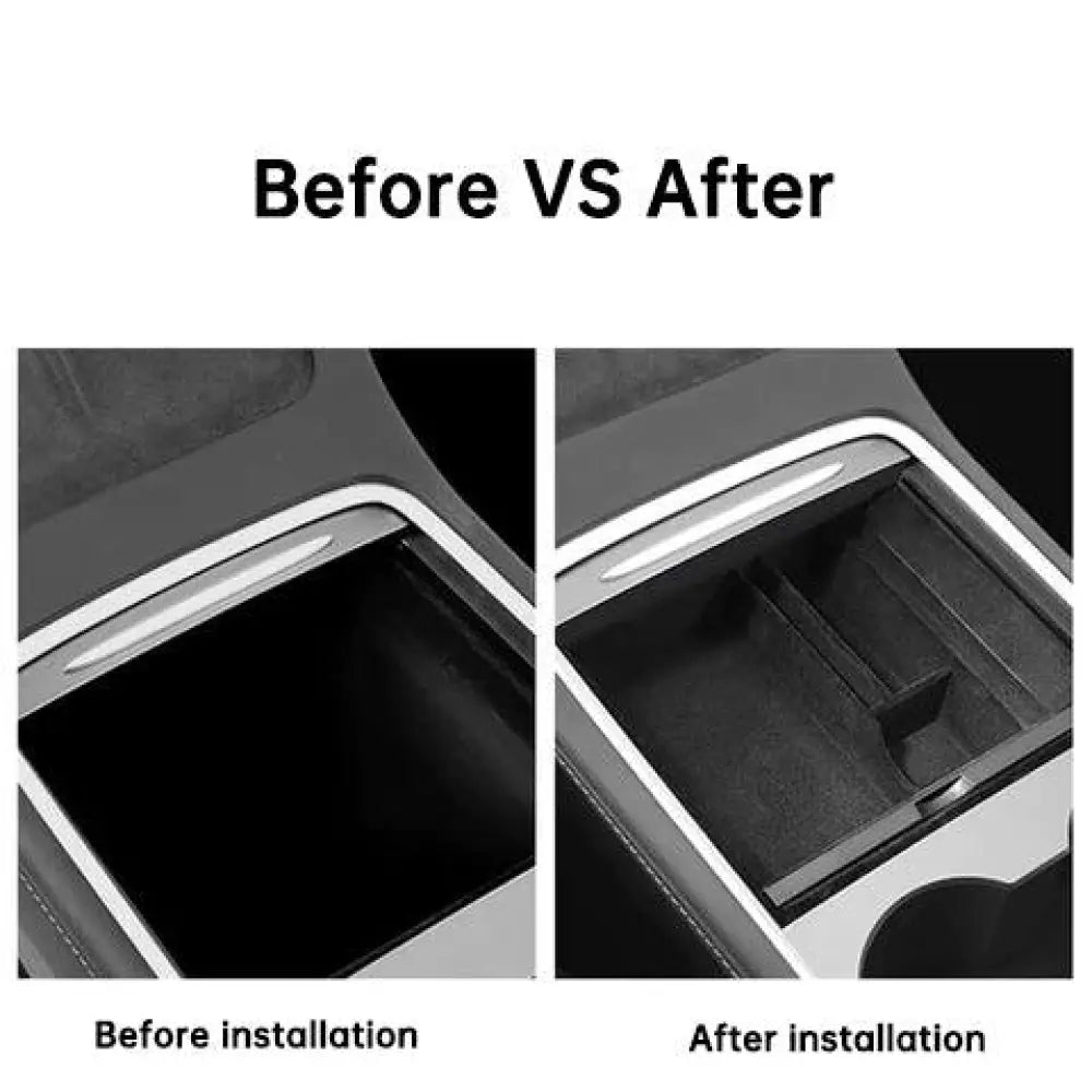 Center Console Organizer for Tesla Model 3/Y 2021-2024 - Flocked Storage Drawer - Tesla Interior Accessories > Center