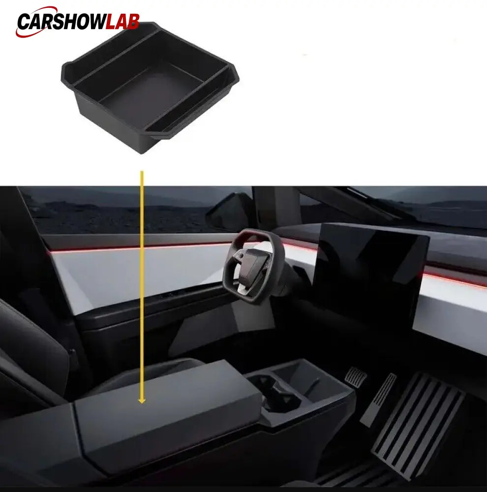 Center Console Storage Box for Tesla Cybertruck 2024+ | Anti-Slip Flocked Liner - Tesla Interior Accessories >