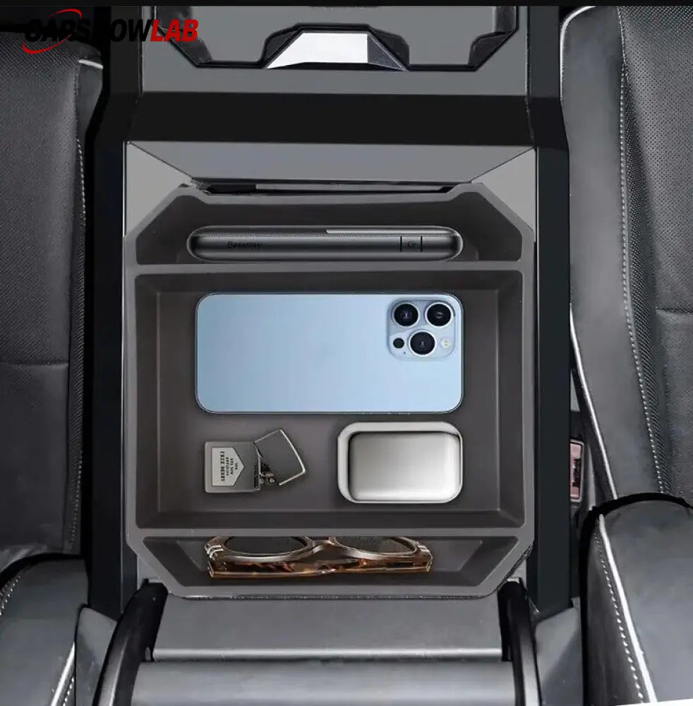 Center Console Storage Box for Tesla Cybertruck 2024+ | Anti-Slip Flocked Liner - Tesla Interior Accessories >