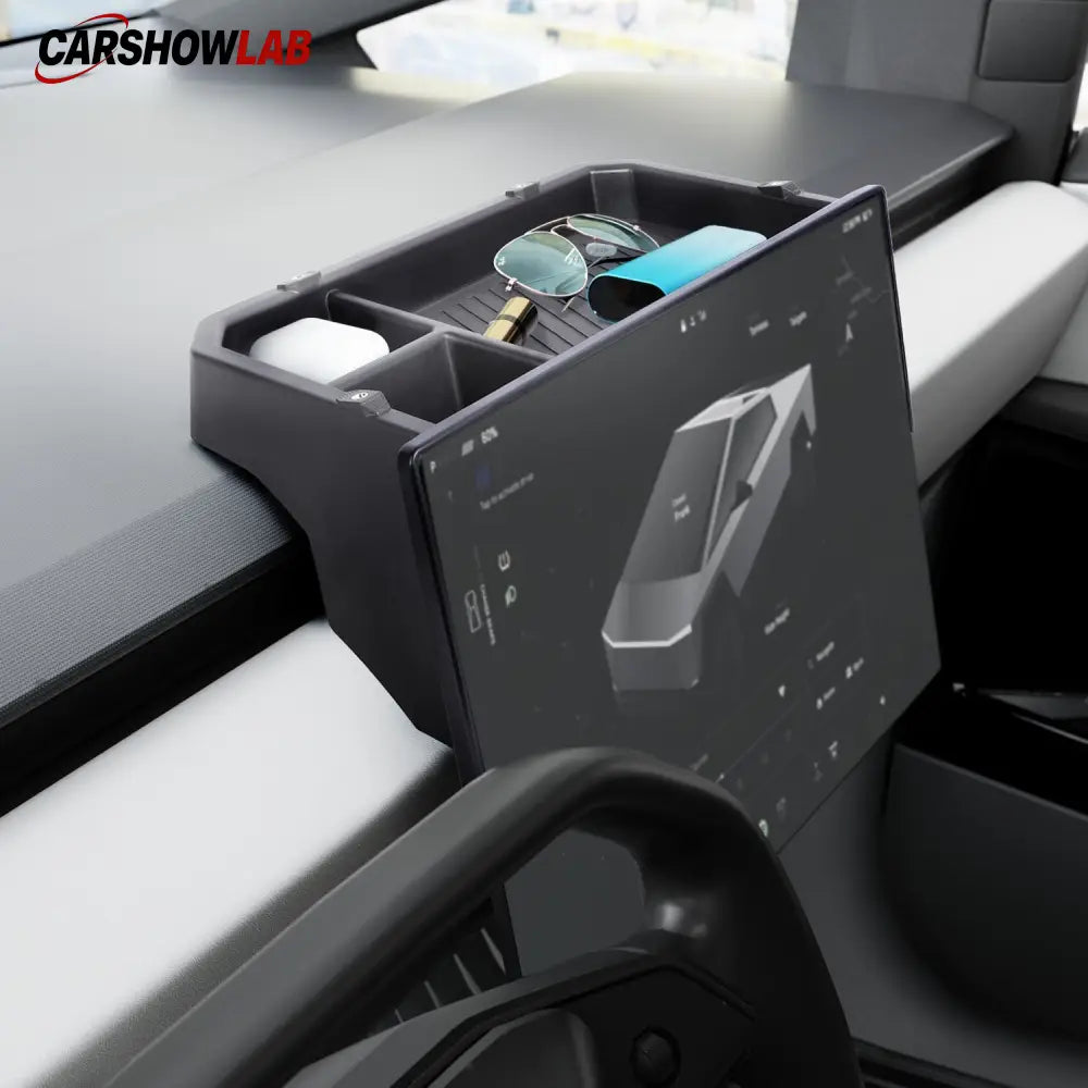 Cybertruck Center Console Organizer - Behind Screen Storage with DIY Mount - overstock