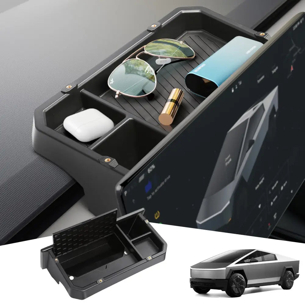 Cybertruck Center Console Organizer - Behind Screen Storage with DIY Mount - overstock