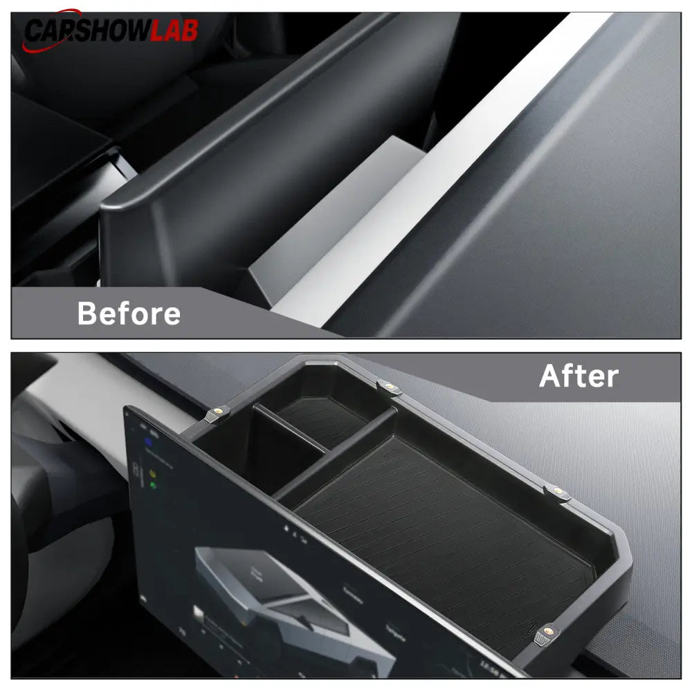 Cybertruck Center Console Organizer - Behind Screen Storage with DIY Mount - overstock