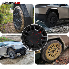 Cybertruck Wheel Center Caps & Lug Nut Covers - Rust Protection Heptagonal 4pcs - Tesla Exterior Accessories > Wheel >