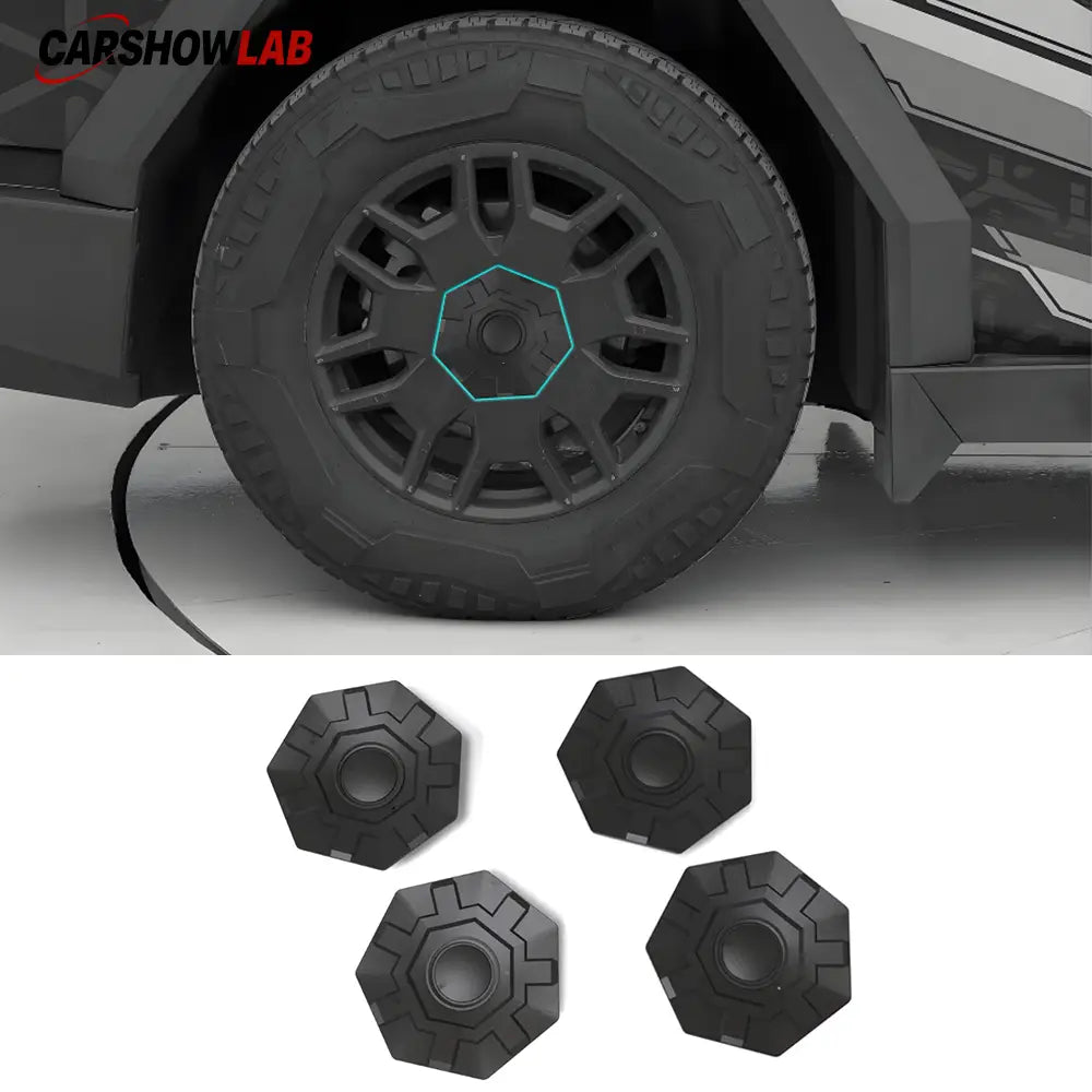 Cybertruck Wheel Center Caps & Lug Nut Covers - Rust Protection Heptagonal 4pcs - Tesla Exterior Accessories > Wheel >