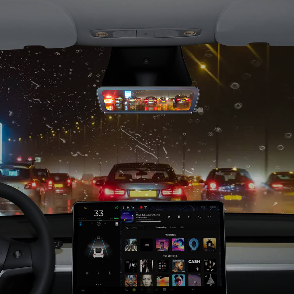 Model 3 Highland Stream Media Rearview Mirror Dual Channel Recorder Dashcam Rear View Mirror 8.2'