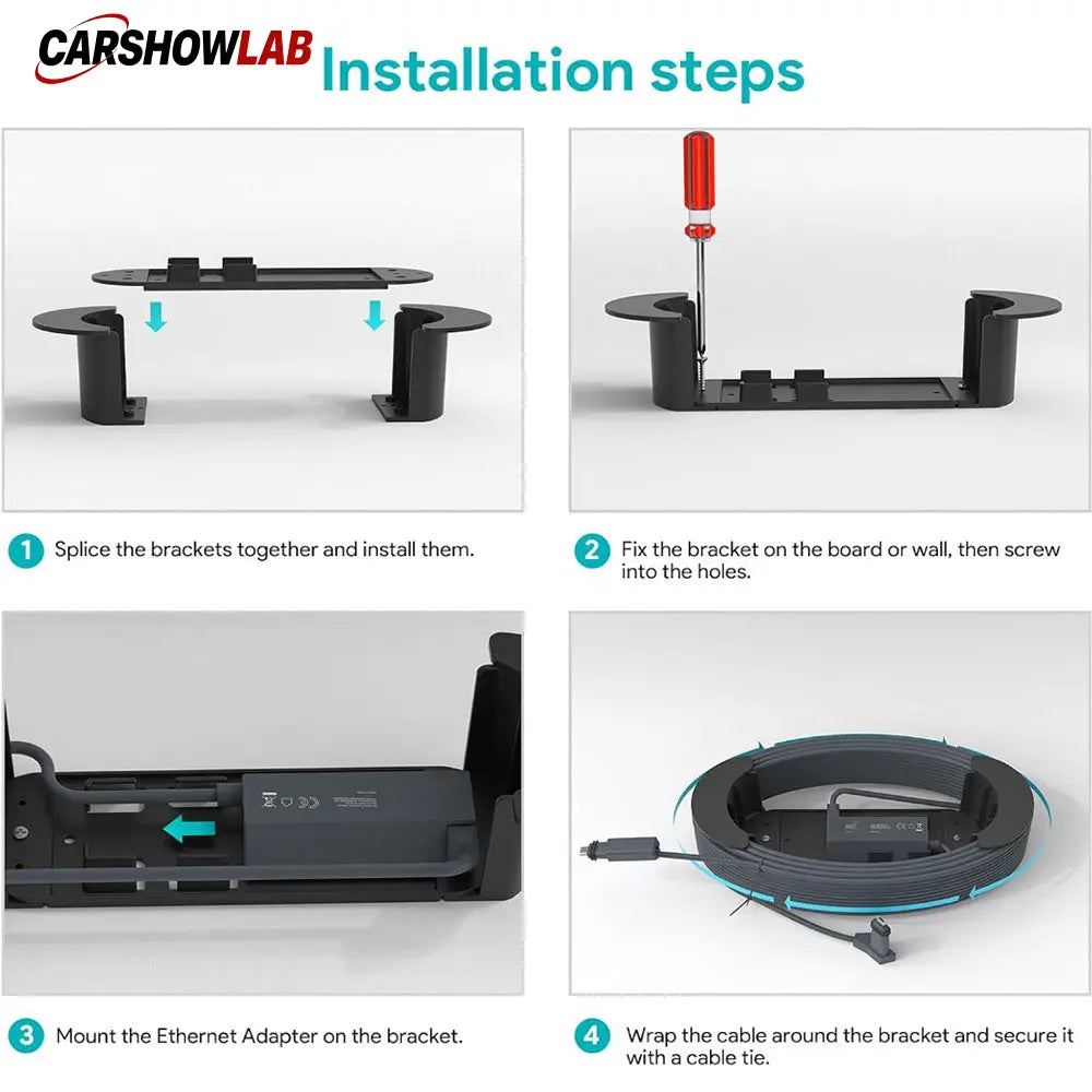 Ethernet Cable Management Mount for Starlink Gen 3/2 - Fits 150ft Cable - Tesla Interior Accessories > Starlink