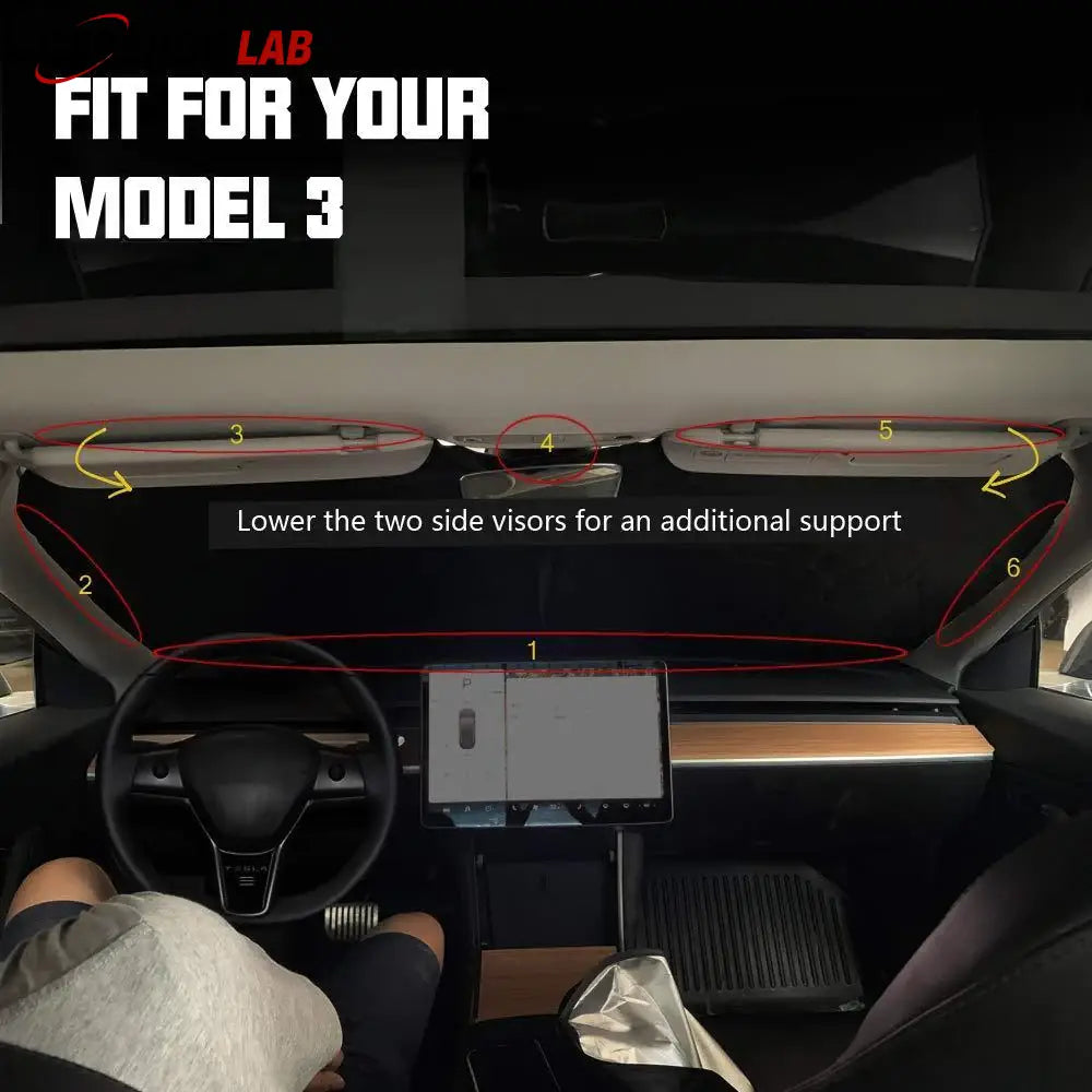 Front Windshield Sunshade for Tesla Model 3/Y/S/X - Foldable Heat Blocker - Tesla Interior Accessories > Front