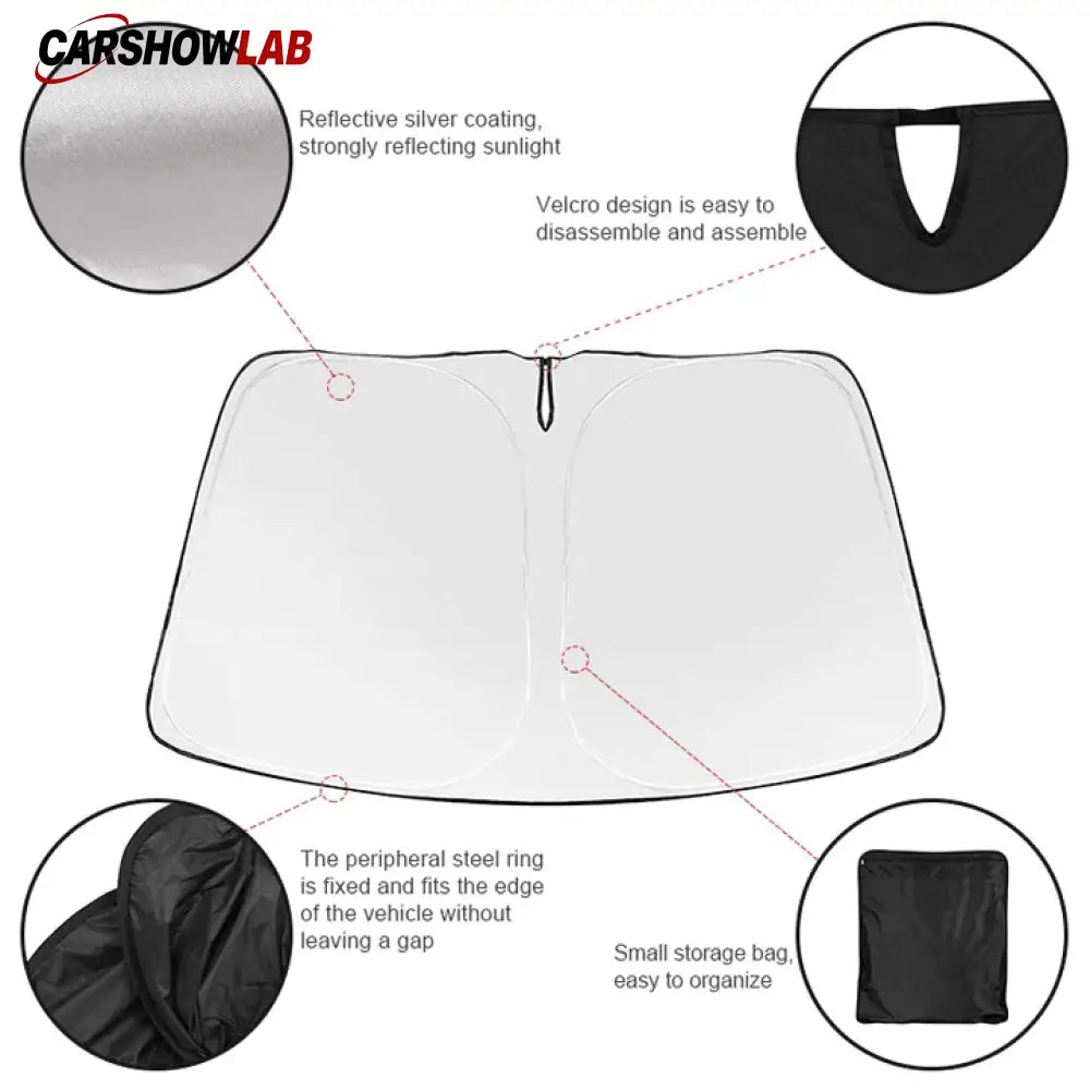 Front Windshield Sunshade for Tesla Model 3/Y/S/X - Foldable Heat Blocker - Tesla Interior Accessories > Front