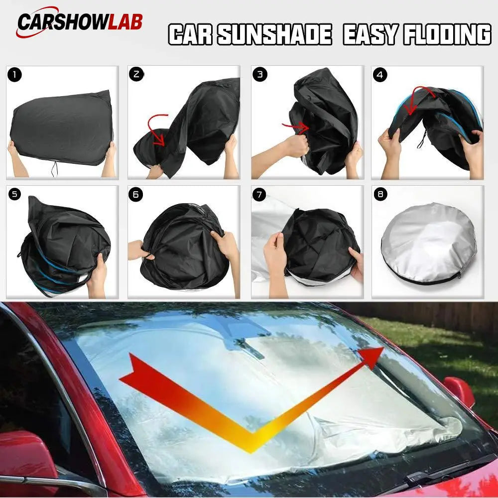 Front Windshield Sunshade for Tesla Model 3/Y/S/X - Foldable Heat Blocker - Tesla Interior Accessories > Front