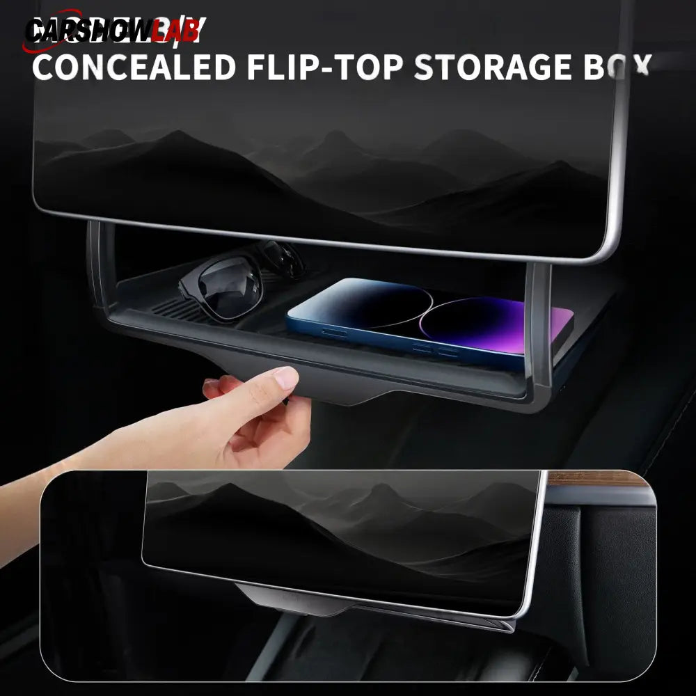 Hidden Center Screen Storage Box for Tesla Model 3 Y | Lower Console Organizer - Tesla Interior Accessories > Center