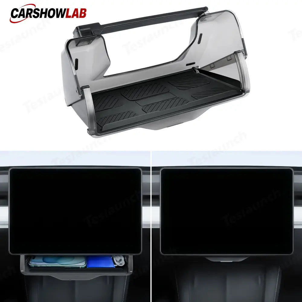 Hidden Center Screen Storage Box for Tesla Model 3 Y | Lower Console Organizer - Tesla Interior Accessories > Center