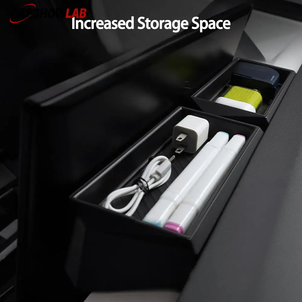 Hidden Storage Organizer for Tesla Cybertruck Behind Screen Console (Set of 2) - Tesla Interior Accessories > Dashboard