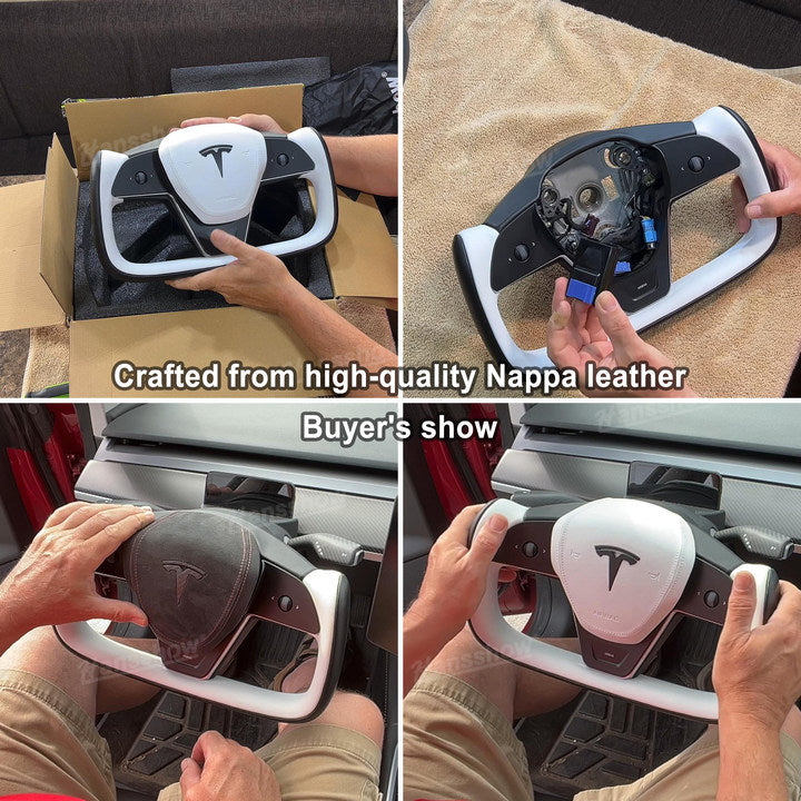 Model Y Yoke Style Steering Wheel Black/White Style For Tesla
