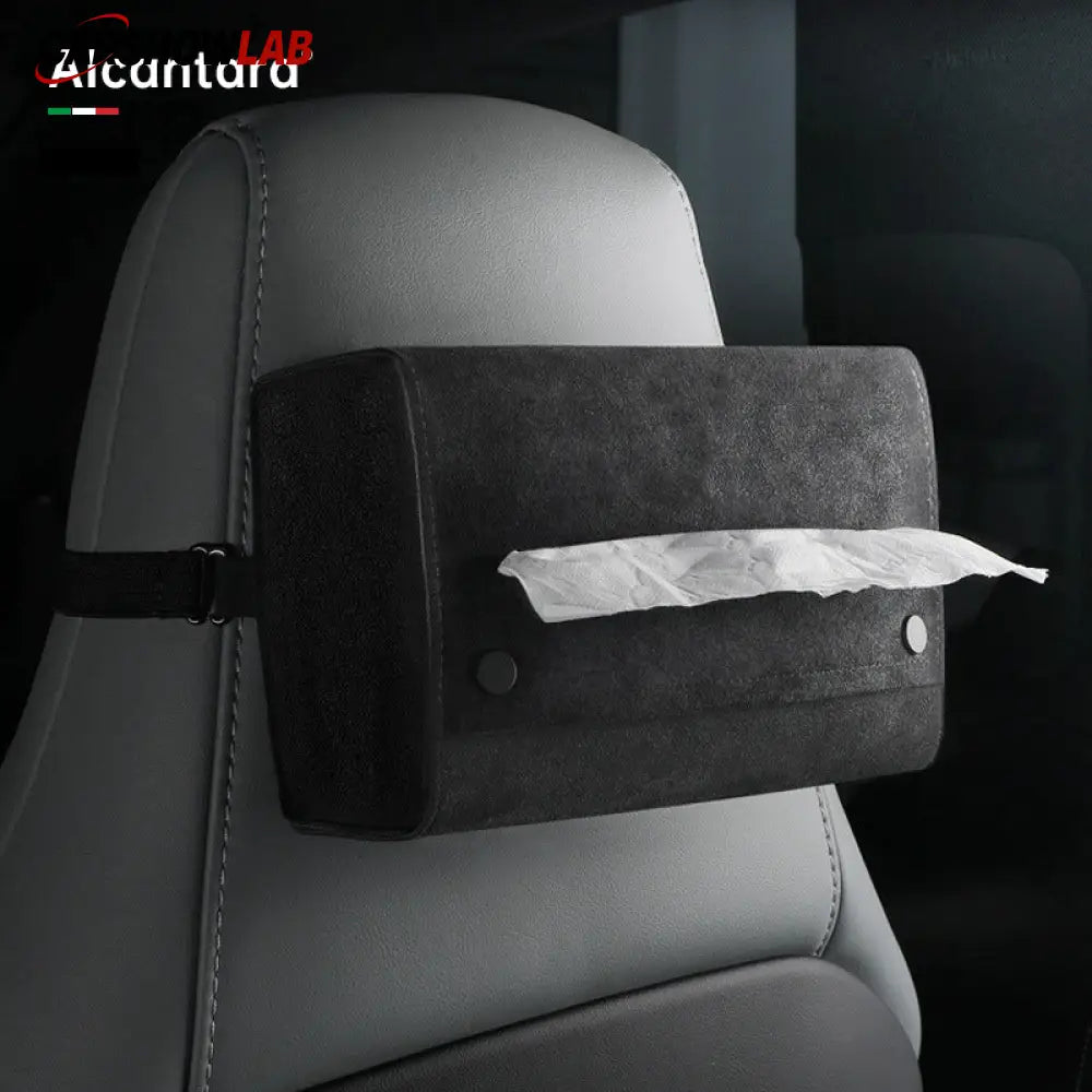 Luxury Alcantara Car Tissue Holder for Tesla Model 3 Y X S | Suede Interior Decor - Tesla Interior Accessories > Seat >