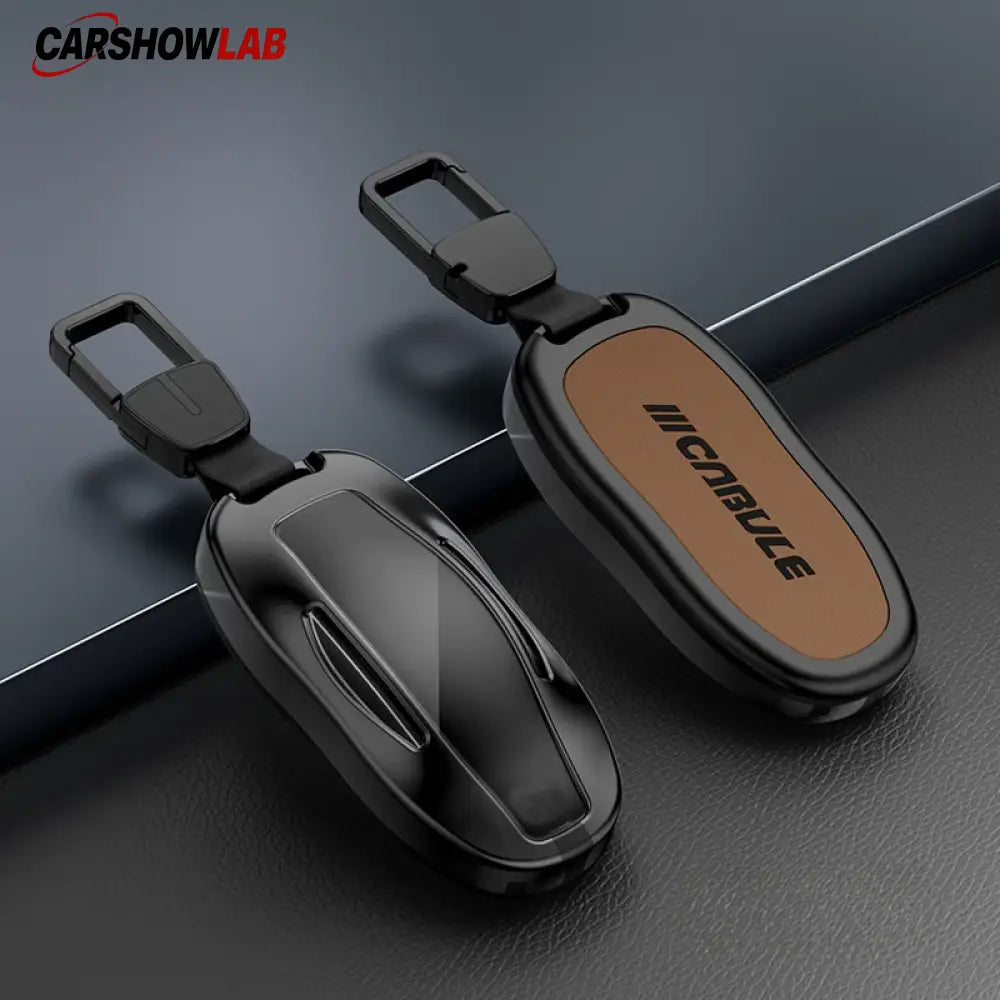 Luxury Tesla Key Fob Protector - Zinc Alloy & Leather for Model 3 Y S X - Tesla Exterior Accessories > Remote Key Cover