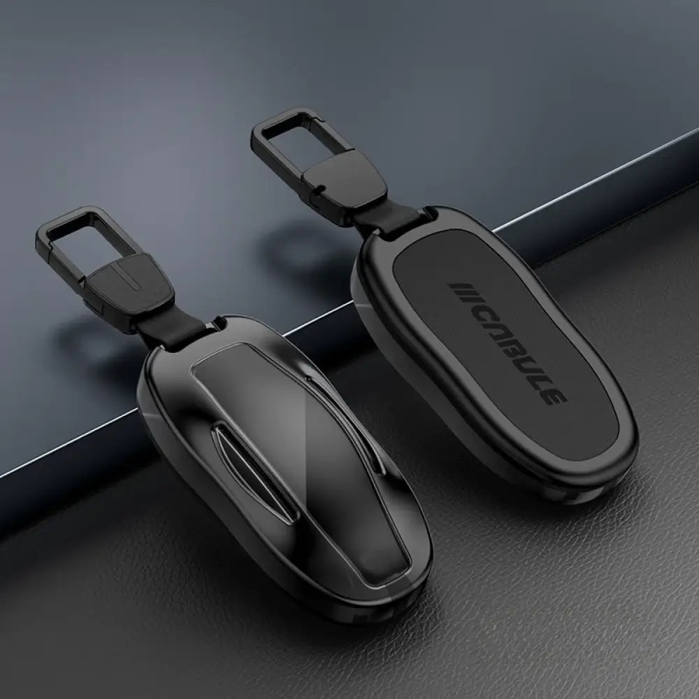 Luxury Tesla Key Fob Protector - Zinc Alloy & Leather for Model 3 Y S X - Tesla Exterior Accessories > Remote Key Cover