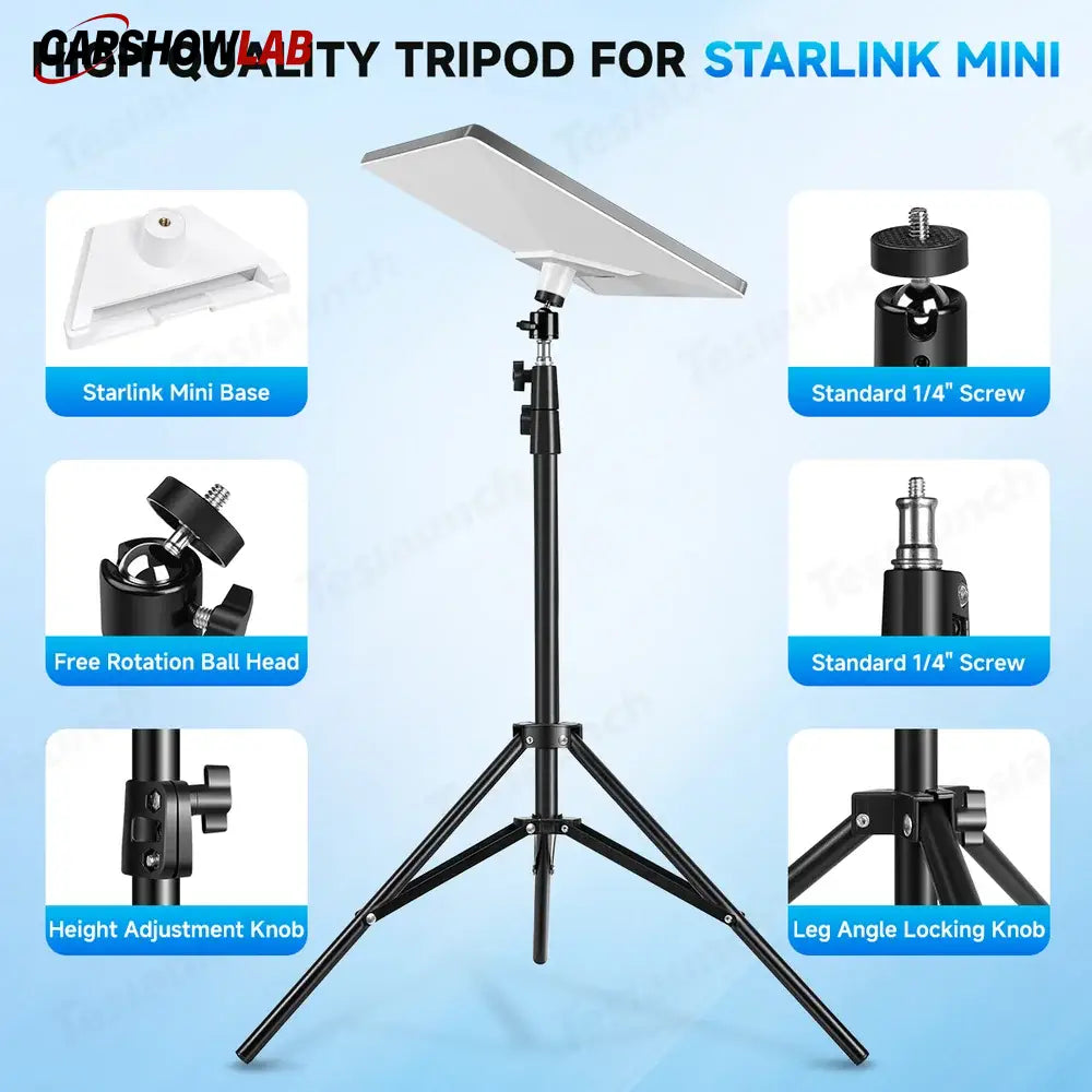 Portable Starlink Mini Mount | Heavy Duty Adjustable Tripod for RV & Camping - Tesla Exterior Accessories > Starlink