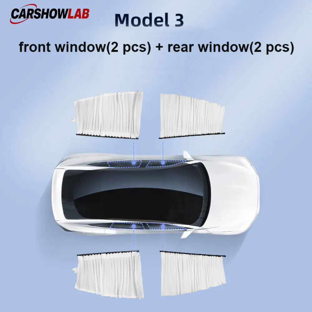 Sliding Privacy Sunshade for Tesla Model 3 & Y - Track Mount Window Curtain - Tesla Interior Accessories > Side Windows