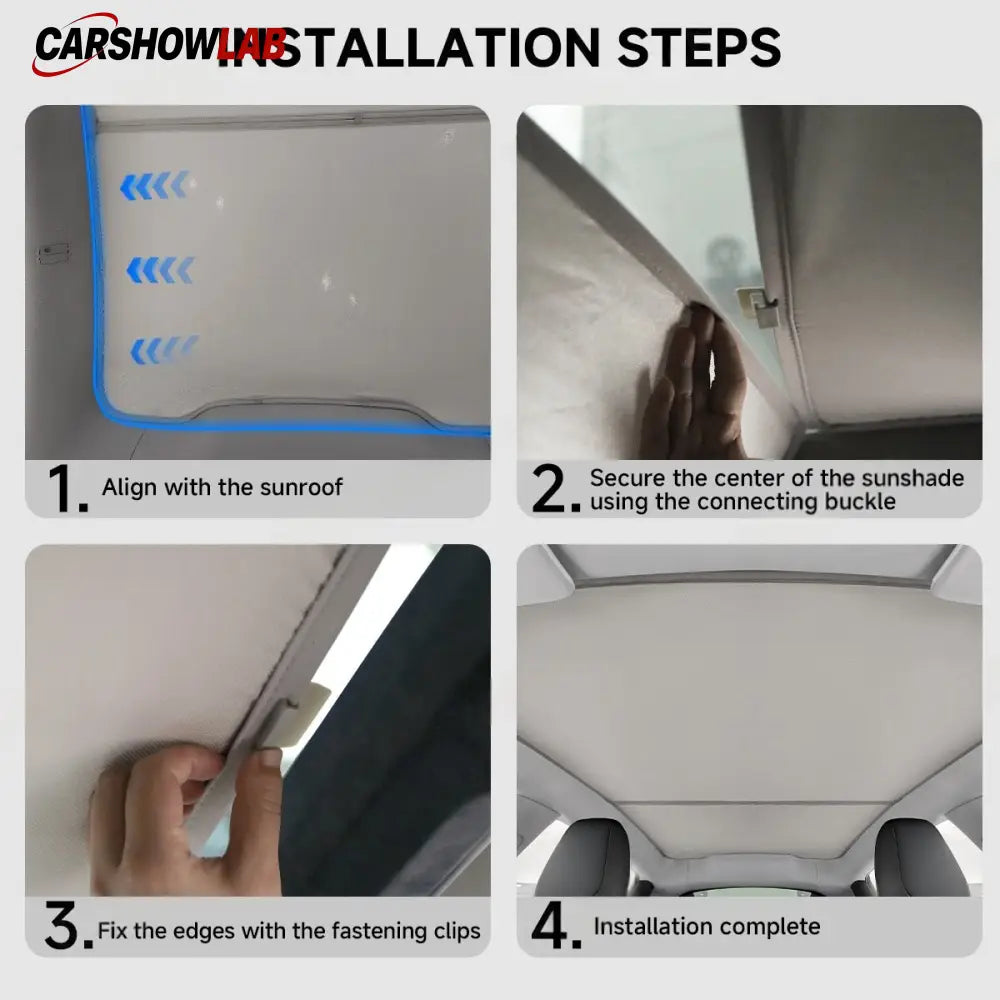 Split Glass Roof Sunshade for Tesla Model Y Juniper 2025+ | No-Sag UV Shield - Tesla Interior Accessories > Sunroof >