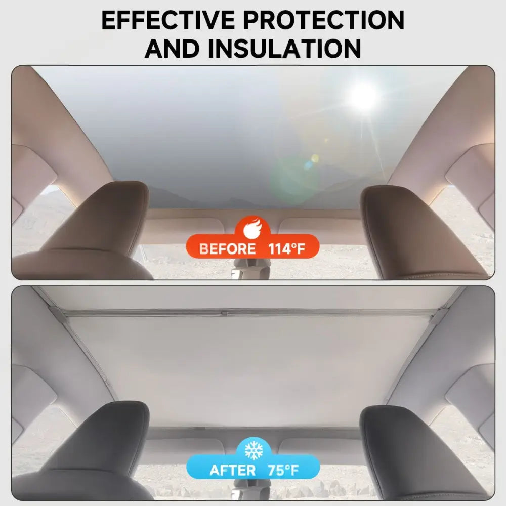 Split Glass Roof Sunshade for Tesla Model Y Juniper 2025+ | No-Sag UV Shield - Tesla Interior Accessories > Sunroof >