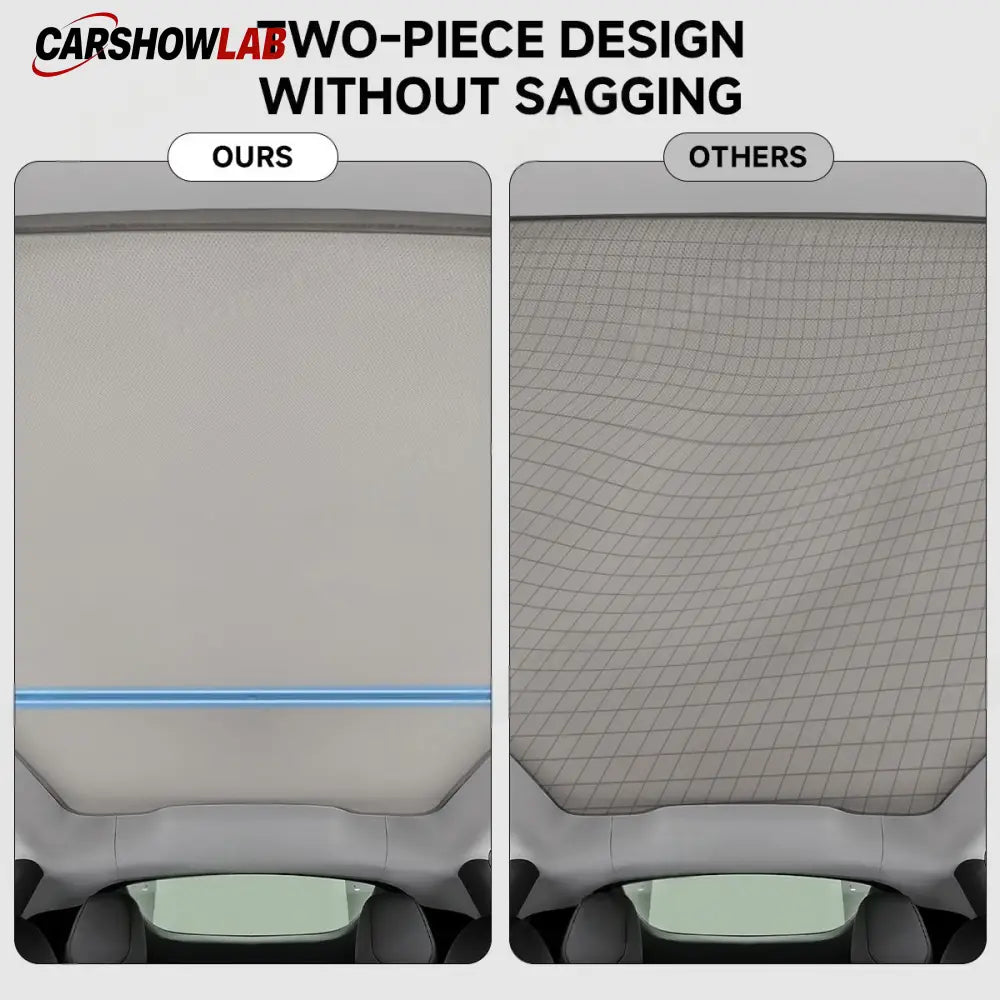 Split Glass Roof Sunshade for Tesla Model Y Juniper 2025+ | No-Sag UV Shield - Tesla Interior Accessories > Sunroof >