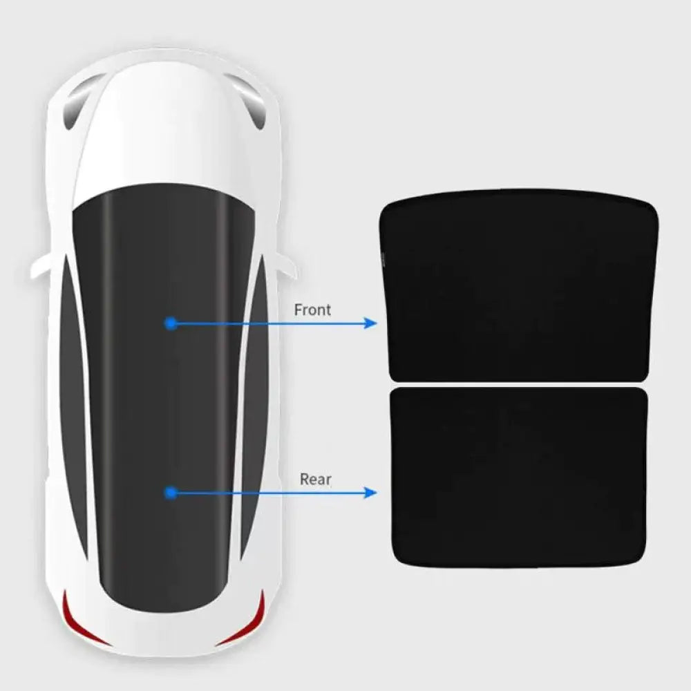 Split Sunroof Sunshade for Tesla Model Y 2020-2024 - Premium Heat Insulation - Tesla Interior Accessories > Sunroof >