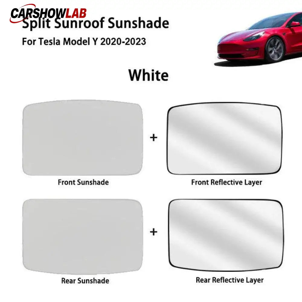 Split Sunroof Sunshade for Tesla Model Y 2020-2024 - Premium Heat Insulation - Tesla Interior Accessories > Sunroof >