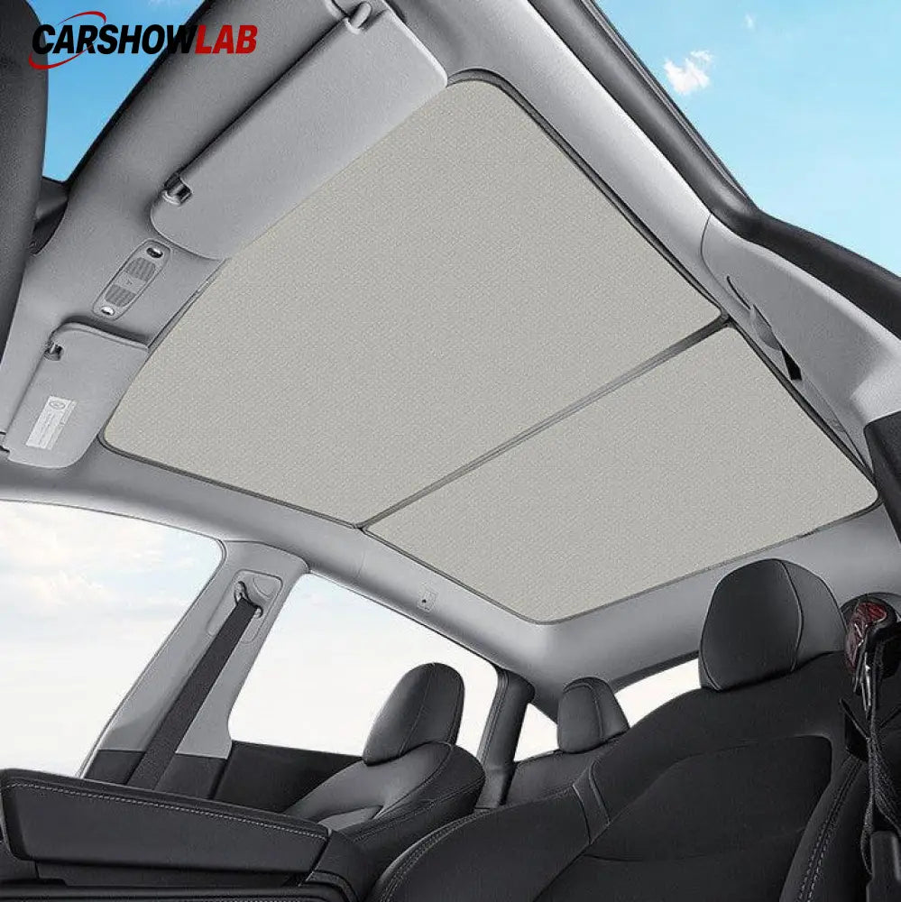 Split Sunroof Sunshade for Tesla Model Y 2020-2024 - Premium Heat Insulation - Tesla Interior Accessories > Sunroof >