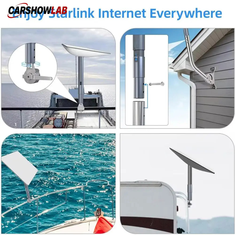 Starlink Gen 2 Pipe Mount Adapter - Aluminum J-Pole Bracket for V2 Satellite - Tesla Exterior Accessories > Starlink