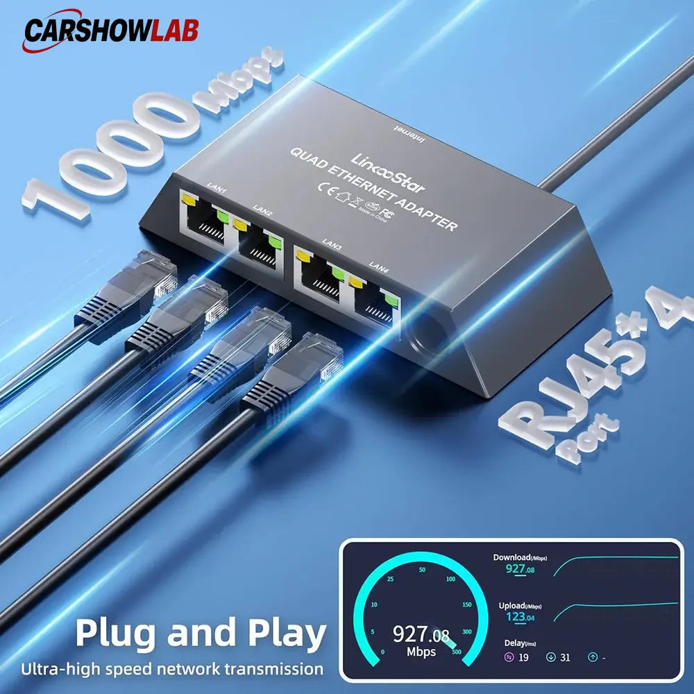 Starlink Gen 3 / Mini Ethernet Adapter - 4 Port Gigabit Hub for High Speed - Tesla Interior Accessories > Starlink