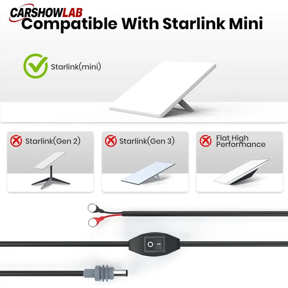 Starlink Mini 12V DC Charging Cable - 3M O-Ring Battery Wire for RV & Off-Grid - Tesla Exterior Accessories > Starlink