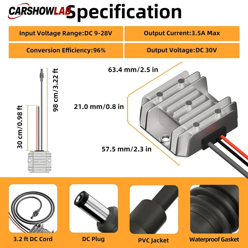 Starlink Mini 30V Power Supply - 12V/24V DC Step Up Boost Converter for RV Marine - Tesla Exterior Accessories >