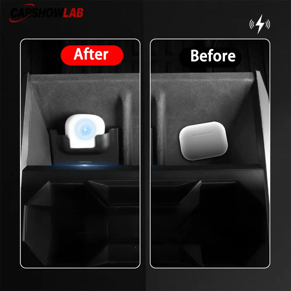 Tesla Cybertruck AirPods Pro Charging Mount - Anti-Slip Wireless Holder - Tesla Interior Accessories > Center Console >