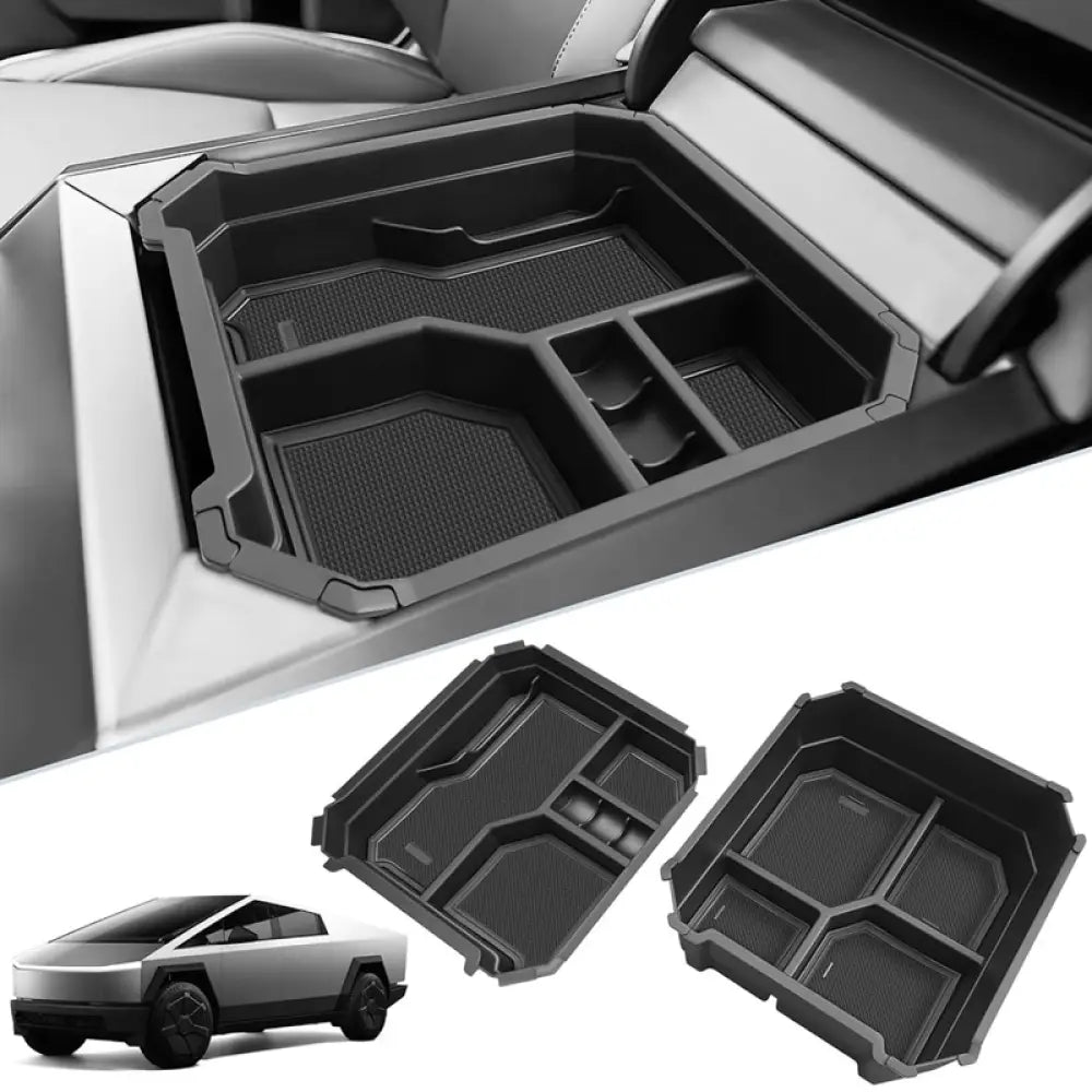 Tesla Cybertruck Center Console Storage Trays | 2-Pack Double Layer Organizer - Tesla Interior Accessories > Center