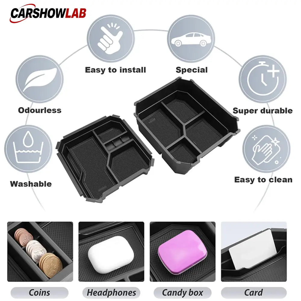Tesla Cybertruck Center Console Storage Trays | 2-Pack Double Layer Organizer - Tesla Interior Accessories > Center