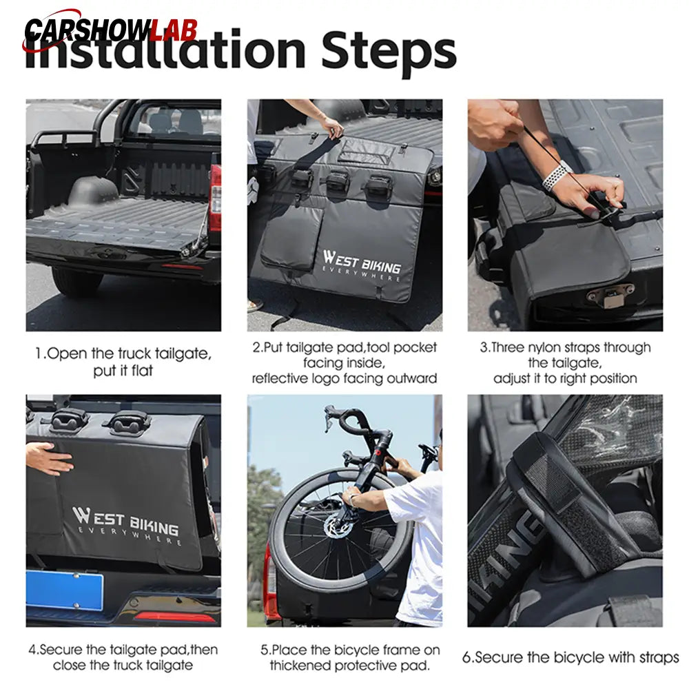 Tesla Cybertruck Tailgate Shield - Heavy Duty Bike Pad & Tool Storage - Hold 5 Bikes - Tesla Interior Accessories >