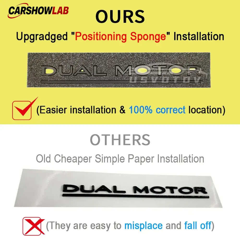 Tesla Dual Motor Rear Trunk Emblem - Premium Replacement Decal for Model 3 Y S X - Tesla Exterior Accessories >