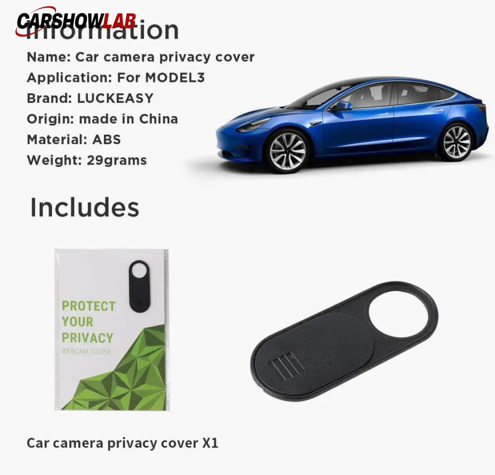 Tesla Interior Camera Privacy Shield for Model 3/Y - ABS Slider Cover - Tesla Interior Accessories > Cabin Cam Cover