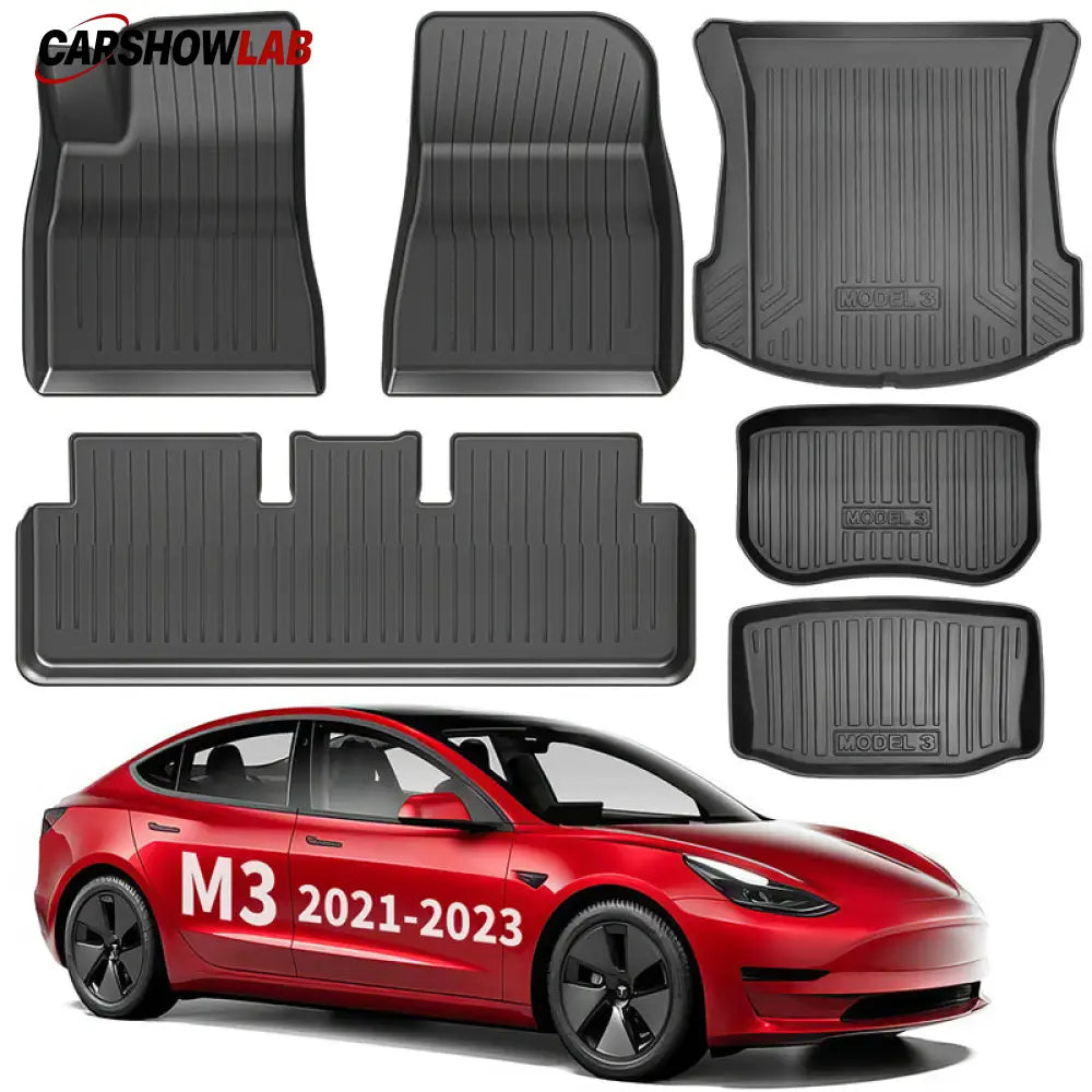 Tesla Model 3 Floor Mats 2021-2023 | Custom Fit All-Weather TPE Interior Set - Tesla Interior Accessories > Frunk Trunk