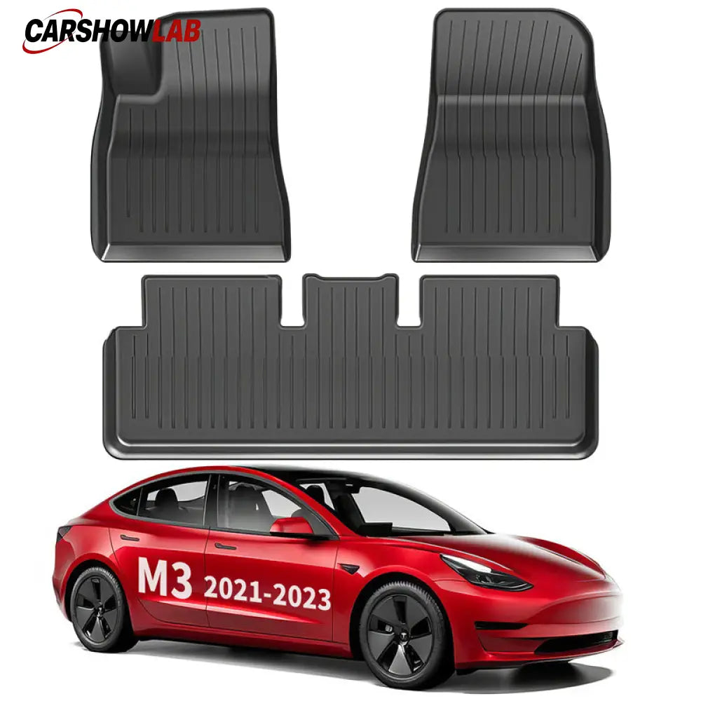 Tesla Model 3 Floor Mats 2021-2023 | Custom Fit All-Weather TPE Interior Set - Tesla Interior Accessories > Frunk Trunk