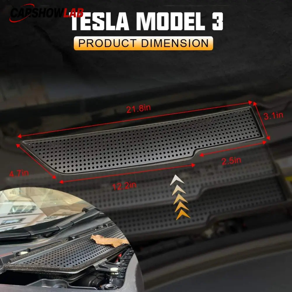 Tesla Model 3 Front Trunk Air Inlet Protector - Anti-Clog Intake Cover 21-23 - Tesla Interior Accessories > Frunk Trunk