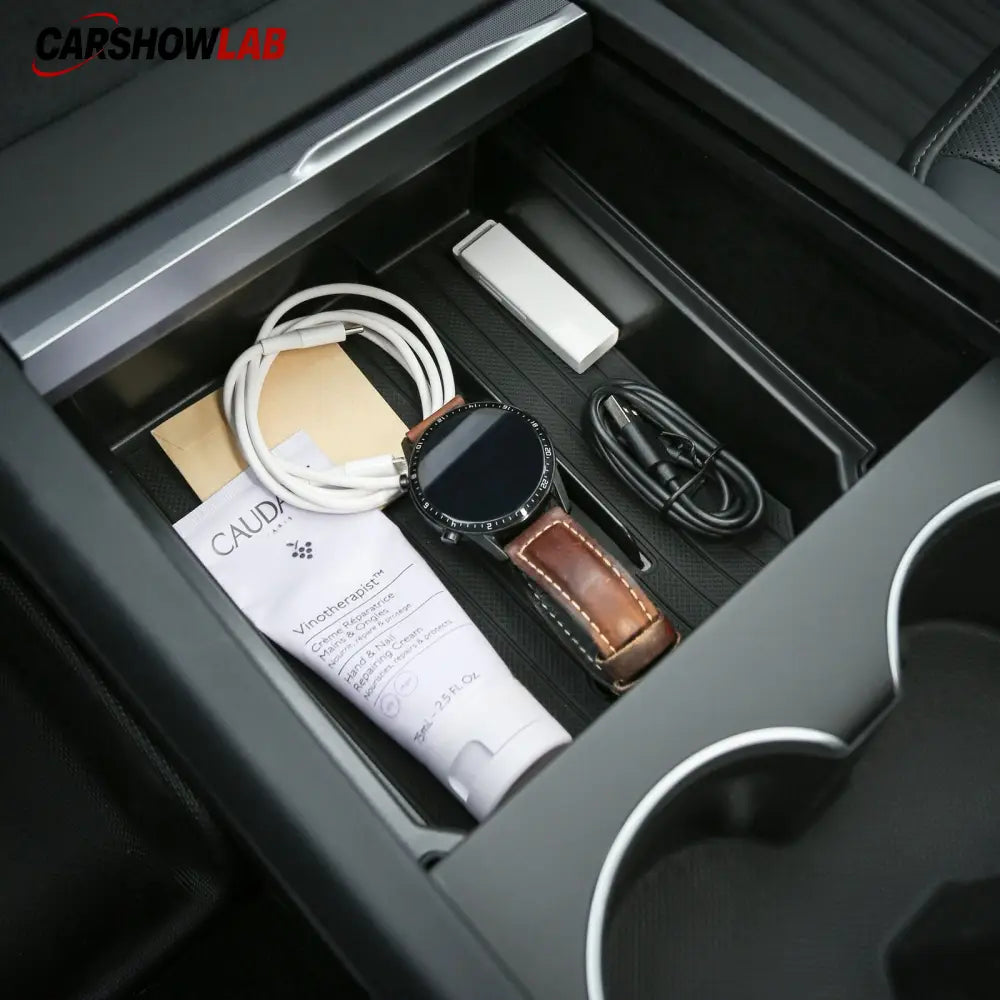 Tesla Model 3 Highland 2024+ Center Console Storage Box - Anti-Slip TPE Tray - Tesla Interior Accessories > Center