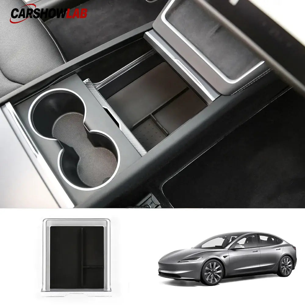 Tesla Model 3 Highland 2024 Center Console Storage Box - Matte Silicone Tray - Tesla Interior Accessories > Center
