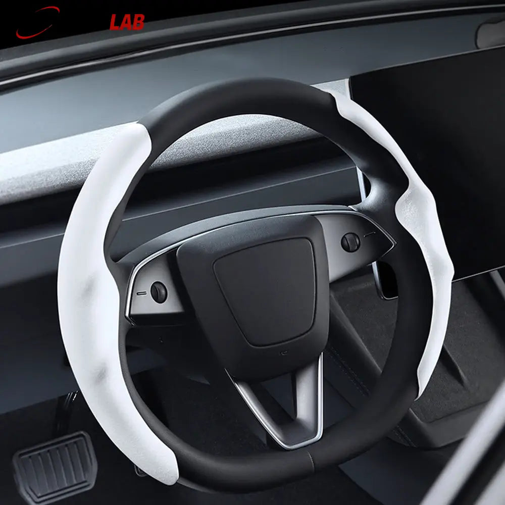 Tesla Model 3 Highland 2024 Suede Steering Wheel Cover - Premium Non-Slip Wrap - Tesla Interior Accessories > Steering
